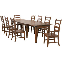 Sunset Trading Simply Brook 9 Piece 134" Rectangular Extendable Table Dining Set | Amish Brown | Seats 12