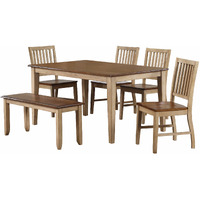 Sunset Trading Brook 6 Piece 60" Rectangular Table Dining Set with Bench | Seats 7