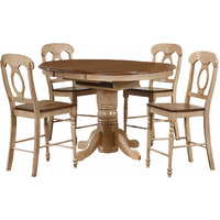 Sunset Trading Brook 5 Piece 42" Round or 60" Oval Extendable Dining Set | Butterfly Leaf Counter Height Table | Napoleon Stools | Seats 6