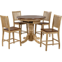 Sunset Trading Brook 5 Piece 42" Round or 60" Oval Extendable Dining Set | Butterfly Leaf Counter Height Table | Slat Back Stools | Seats 6