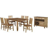 Sunset Trading Brook 8 Piece 72" Rectangular Extendable Table Dining Set with Server| Seats 8