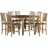 Sunset Trading Brook 9 Piece 48" Square Pub Set with Fancy Slat Stools | Counter Height Dining Table | Seats 8