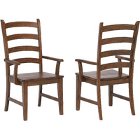 Sunset Trading Simply Brook Ladder Back Dining Chair with Arms | Set of 2 | Amish Brown