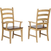 Sunset Trading Brook Ladder Back Dining Chair with Arms | Set of 2 Armchairs
