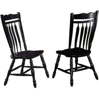 Sunset Trading Black Cherry Selections Aspen Dining Chair | Antique Black | Set of 2
