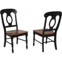 Sunset Trading Black Cherry Selections Napoleon Dining Chair | Antique Black and Cherry | Set of 2