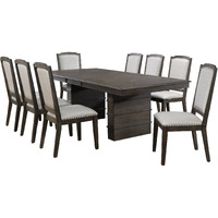 Sunset Trading Cali 9 Piece 96" Rectangular Extendable Dining Table Set| Brown Solid Wood | Seats 8