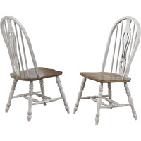 Sunset Trading Country Grove Keyhole Dining Chair | Distressed Gray and Brown Wood | Set of 2
