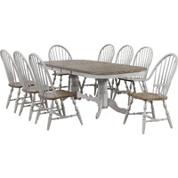 Sunset Trading Country Grove 9 Piece 96" Oval Double Pedestal Extendable Dining Table Set | 2 Arm Chairs | Distressed Gray and Brown Wood | Seats 10
