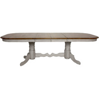 Sunset Trading Country Grove 96" Oval Double Pedestal Extendable Dining Table | Distressed Gray and Brown Wood | Seats 10