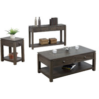 Sunset TradingShades of Gray 3 Piece Living Room Table Set with Drawers and Shelves