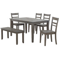 Sunset Trading Shades of Gray 6 Piece 60" Rectangular Dining Table Set | 4 Chairs | Bench | Seats 6