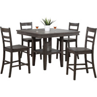 Sunset Trading Shades of Gray 5 Piece 45" Square Pub Set | Table with Storage Shelf | Counter Height Dining | Seats 6