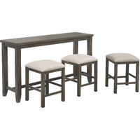 Sunset Trading Shades of Gray 4 Piece 65" Rectangular Narrow Pub Table Set | Small Space Counter Height Dining | Sofa Console with Stools | Seats 6