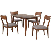 Sunset Trading Mid Century 5 Piece 60" Rectangular Dining Table Set | Padded Performance Fabric Seats  | Seats 6