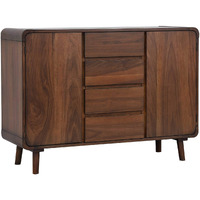 Sunset Trading Mid Century Server | 4 Drawers and 2 Storage Cabinets