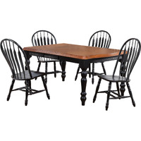 Sunset Trading Black Cherry Selections 5 Piece 72" Rectangular Extendable Dining Set with 4 Comfort Back Chairs | Seats 8
