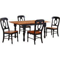 Sunset Trading Black Cherry Selections 5 Piece 72" Rectangular Drop Leaf Extendable Dining Table Set with 4 Napoleon Chairs | Seats 8