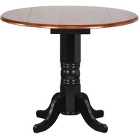 Sunset Trading Black Cherry Selections 42" Round Extendable Drop Leaf Pub Table | Antique Black and Cherry | Counter Height Dining | Seats 6