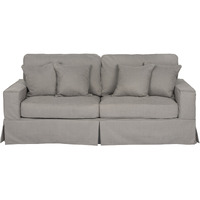 Sunset Trading Americana Box Cushion Slipcovered Sofa | Stain Resistant Performance Fabric | Gray