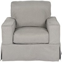 Sunset Trading Americana Box Cushion Slipcovered Chair | Stain Resistant Performance Fabric | Gray