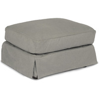 Sunset Trading Americana Box Cushion Slipcovered Ottoman | Stain Resistant Performance Fabric | Gray