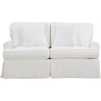 Sunset Trading Horizon T-Cushion Slipcovered Loveseat | Stain Resistant Performance Fabric | White