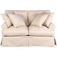 Sunset Trading Horizon T-Cushion Slipcovered Loveseat | Stain Resistant Performance Fabric | Tan