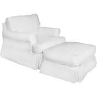 Sunset Trading Horizon Slipcovered T-Cushion Chair with Ottoman | Warm White