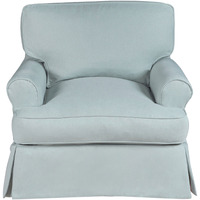 Sunset Trading Horizon Slipcovered T-Cushion Chair | Stain Resistant Performance Fabric | Ocean Blue