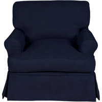 Sunset Trading Horizon Slipcovered T-Cushion Chair | Stain Resistant Performance Fabric | Navy Blue