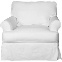 Sunset Trading Horizon Slipcovered T-Cushion Chair | Stain Resistant Performance Fabric | White