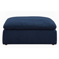 Sunset Trading Contemporary Puff Collection 44" Square Slipcovered Sectional Modular Ottoman, Performance Fabric Washable Water-Resistant Stain-Proof, Oversized Down Filled Large Sofa Footrest, Navy Blue