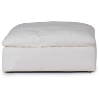 Sunset Trading Contemporary Puff Collection 44" Square Slipcovered Sectional Modular Ottoman, Performance Fabric Washable Water-Resistant Stain-Proof, Oversized Down Filled Large Sofa Footrest, White