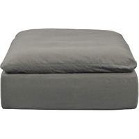 Sunset Trading Contemporary Puff Collection 44" Square Slipcovered Sectional Modular Ottoman, Performance Fabric Washable Water-Resistant Stain-Proof, Oversized Down Filled Large Sofa Footrest, Gray