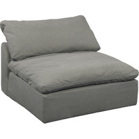 Sunset Trading Contemporary Puff Collection 44" Square Slipcovered Armless Chair Modular Sofa Sectional, Performance Fabric Washable Water-Resistant Stain-Proof, Deep-Seating Down-Filled Couch, Gray