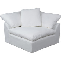 Sunset Trading Contemporary Puff Collection 44" Square Slipcovered Modular Chair, Performance Fabric Washable Water-Resistant Stain-Proof, Deep-Seating Down-Filled Sofa Sectional Corner Wedge Accent Armchair, White