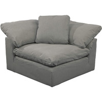 Sunset Trading Contemporary Puff Collection 44" Square Slipcovered Modular Chair, Performance Fabric Washable Water-Resistant Stain-Proof, Deep-Seating Down-Filled Sofa Sectional Corner Wedge Accent Armchair, Gray
