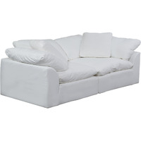 Sunset Trading Contemporary Puff Collection 2PC Slipcovered Modular Sectional Sofa, Performance Fabric Washable Water-Resistant Stain-Proof, 88" Deep-Seating Down-Filled Couch, White