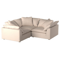Sunset Trading Contemporary Puff Collection 3PC Slipcovered L-Shape Sectional Sofa, Performance Fabric Washable Water-Resistant Stain-Proof, 88" Deep-Seating Down-Filled Modular Corner Couch, Tan/Beige