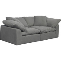 Sunset Trading Contemporary Puff Collection 2PC Slipcovered Modular Sectional Sofa, Performance Fabric Washable Water-Resistant Stain-Proof, 88" Deep-Seating Down-Filled Couch, Gray