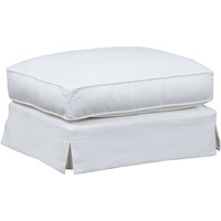Sunset Trading Ariana Slipcovered Ottoman | Stain Resistant Performance Fabric | White