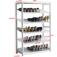 Higgins 5 Tier Racks Free Standing Shoe Storage Organizer, White Wood