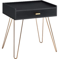 23.5" In Black Allen Mid-Century Accent Table W/ Copper Hairpin Legs