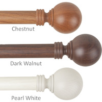 1 inch Round Faux Wood Curtain Rod 66-120" - Pearl White