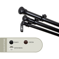 13/16 inch Basic Triple Curtain Rod 28-48" - Black