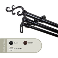 13/16 inch Mosey Triple Curtain Rod 66-120" - Black