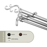 13/16 inch Mosey Triple Curtain Rod 28-48" - Satin Nickel