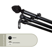 13/16 inch Cupule Triple Curtain Rod 28-48" - Black