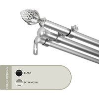 13/16 inch Cupule Triple Curtain Rod 120-170" - Satin Nickel